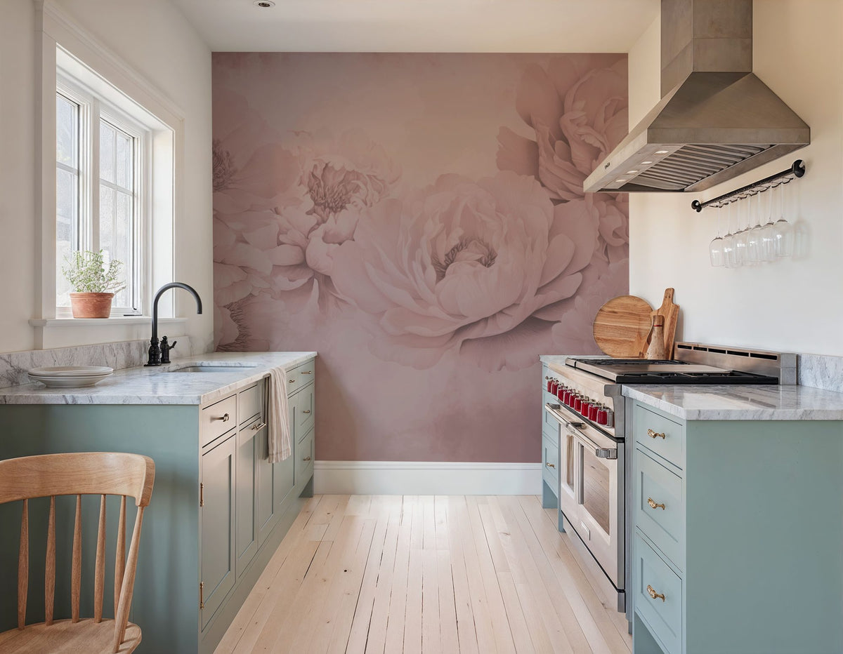 Transcendent Peony, China Rose Mural Wallpaper - room preview 05