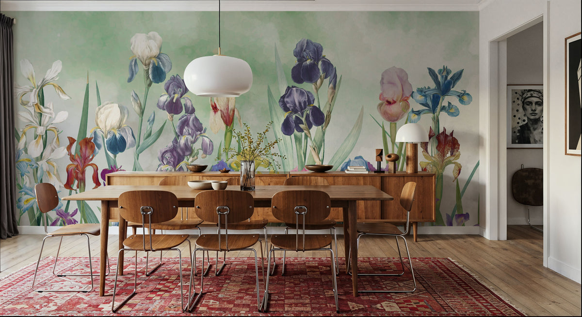 Iris Field Green Mural Wallpaper - room preview 04