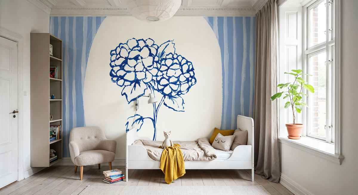 Striped Floral I Mural Wallpaper - room preview 04