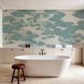 Ukiyo-e Clouds, Soft Teal Mural Wallpaper - room preview 04