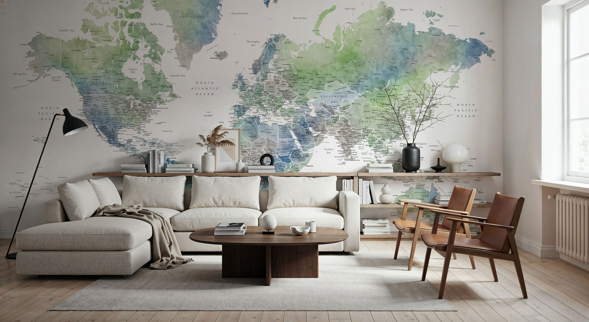 World Map Cities - Declan Mural Wallpaper - room preview 04
