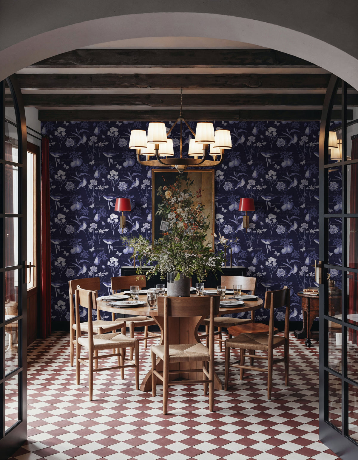 Botanical Postcard Blue Mural Wallpaper - room preview 04