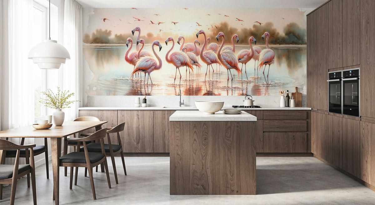 Flamingo Sunrise Mural Wallpaper - room preview 04