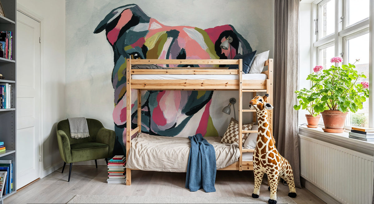Abstract Pitbull Mural Wallpaper - room preview 04
