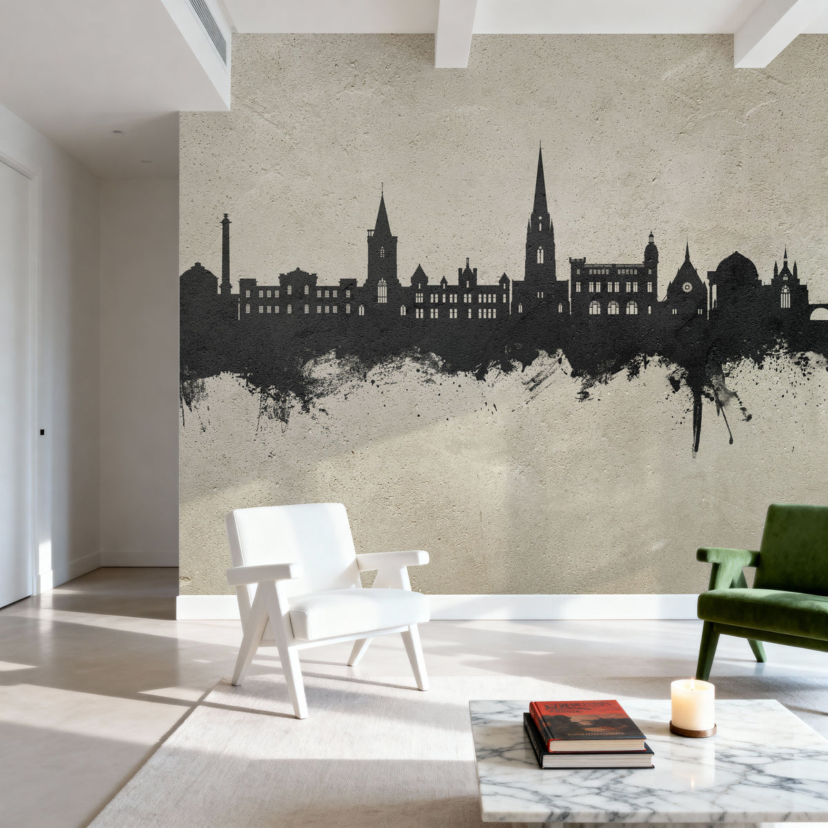 Perth Scotland Skyline Concrete Mural Wallpaper - room preview 04