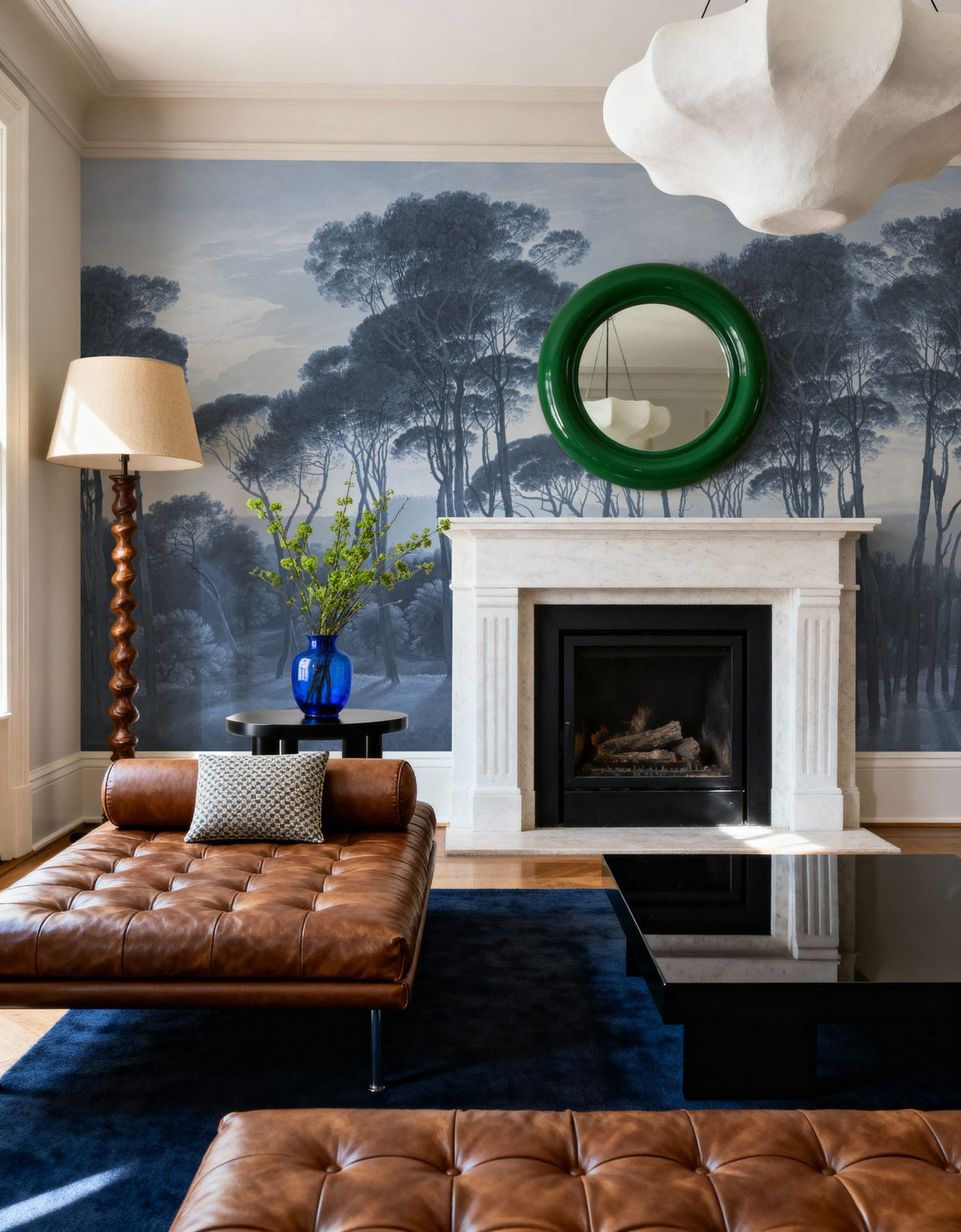 Mediterranean Pine Landscape, Blues Mural Wallpaper - room preview 04