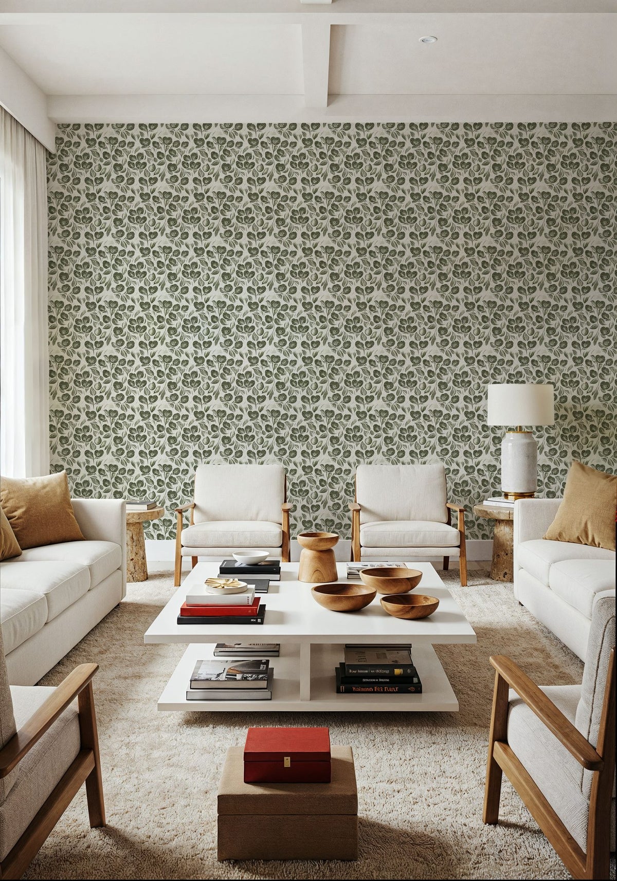 Moulin, Forest Green Mural Wallpaper - room preview 04