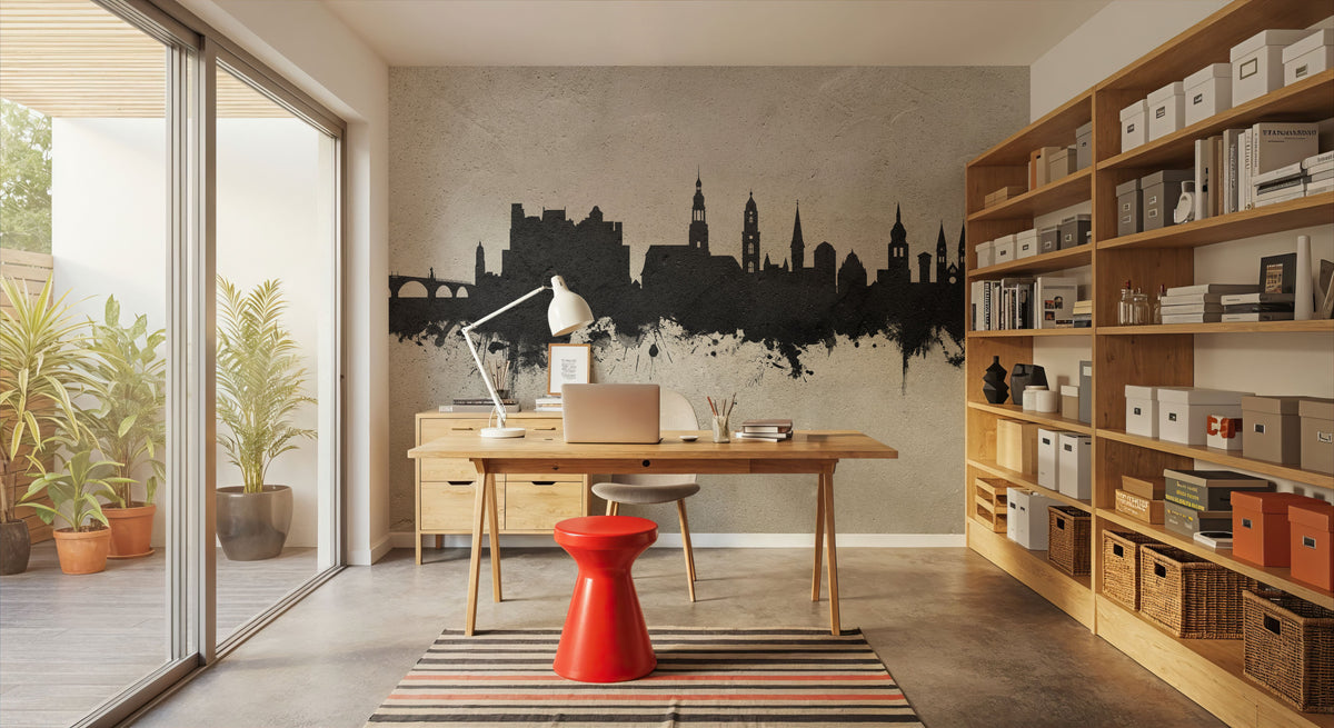 Heidelberg Germany Skyline Concrete Mural Wallpaper - room preview 04