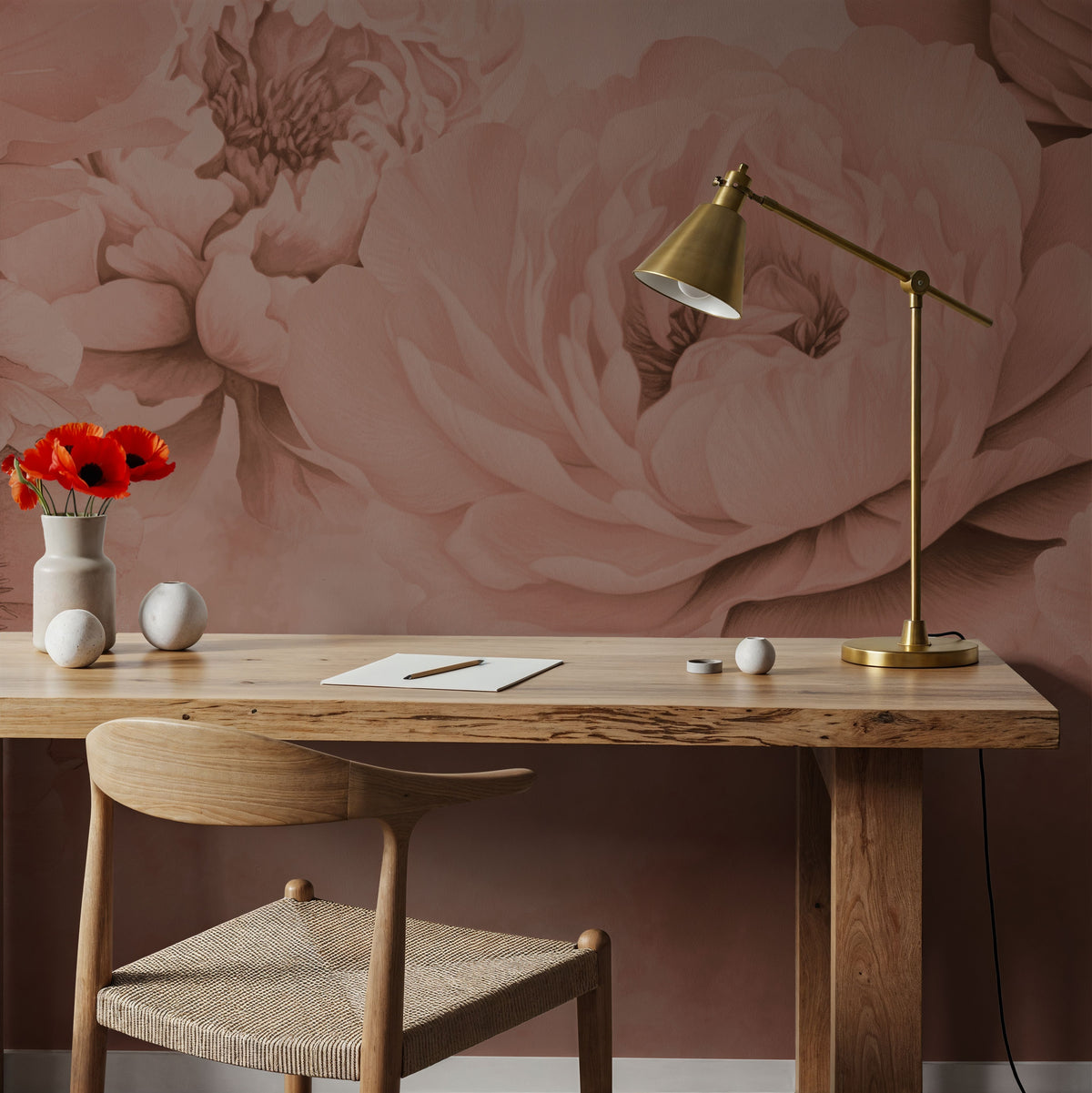 Transcendent Peony, Rose Mural Wallpaper - room preview 04