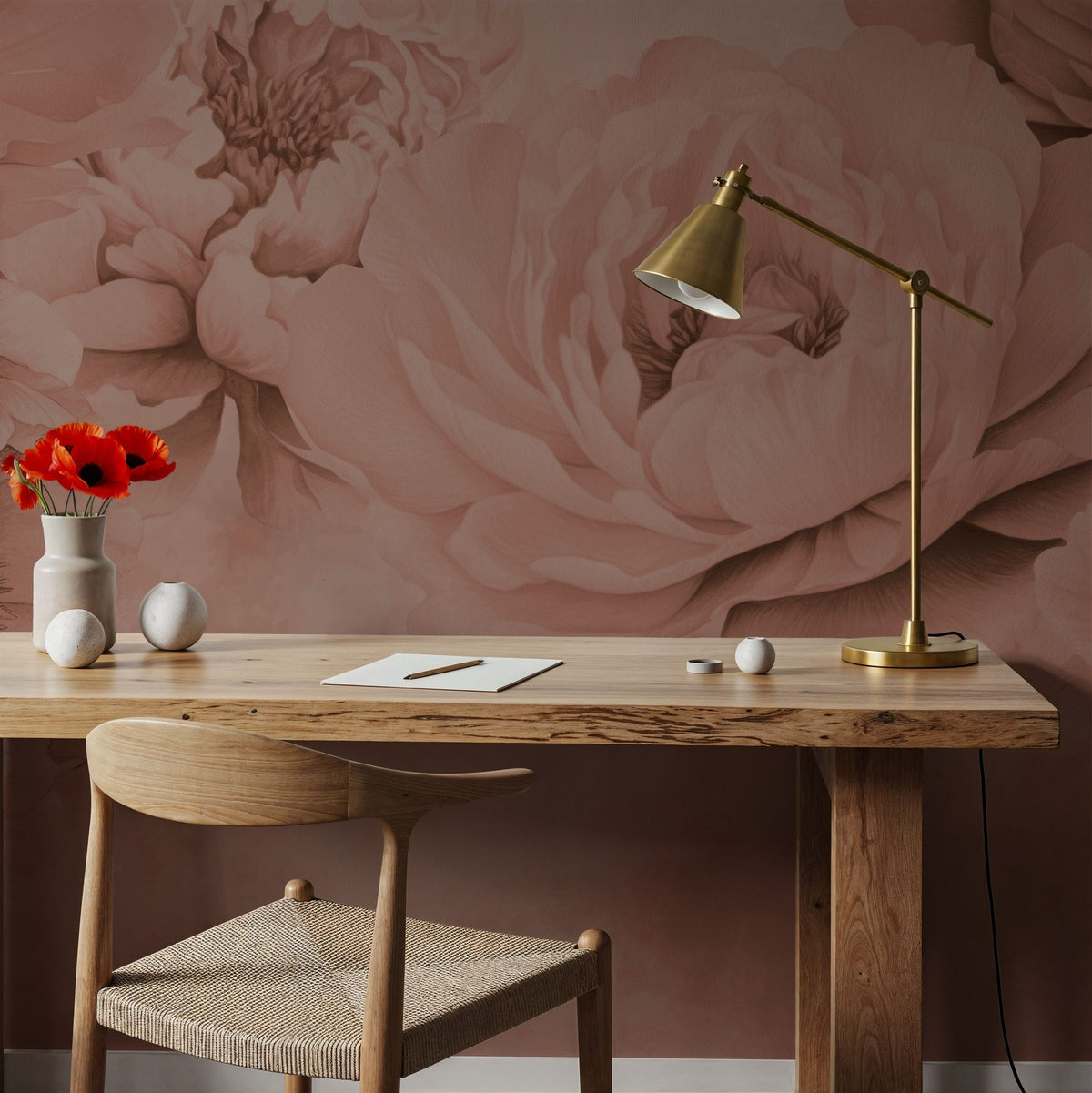 Transcendent Peony, Rose Mural Wallpaper - room preview 04