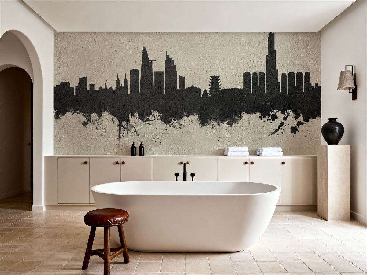 Ho Chi Minh City Vietnam Skyline Concrete Mural Wallpaper - room preview 04