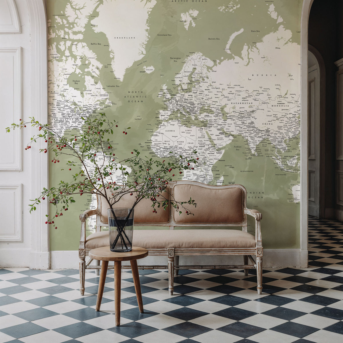 World Map Cities - Pacheco Mural Wallpaper - room preview 04