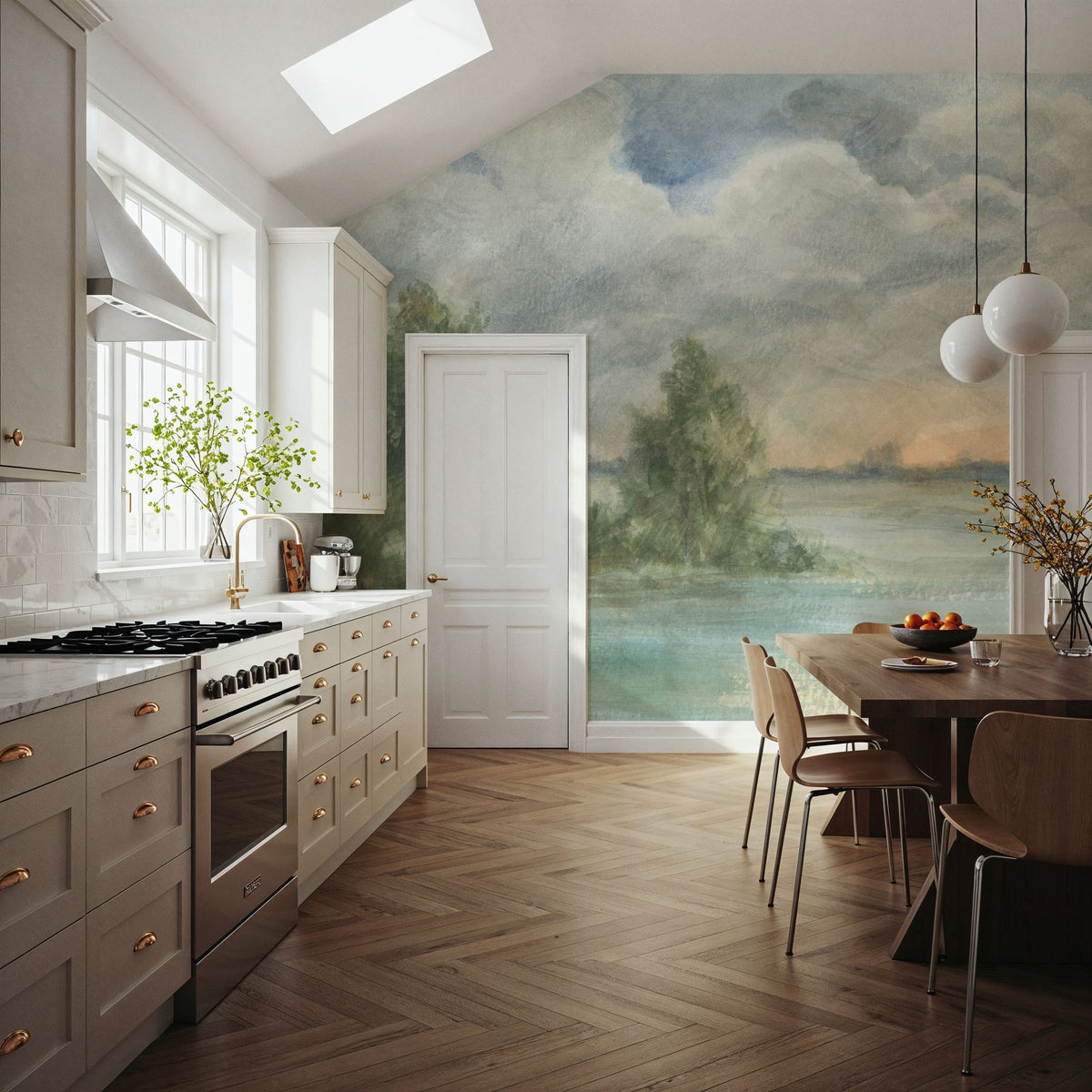 Cloudy Sky Mural Wallpaper - Neutral Tone - room preview 04