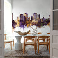 Hobart Australia Skyline Purple & Gold Mural Wallpaper - room preview 04