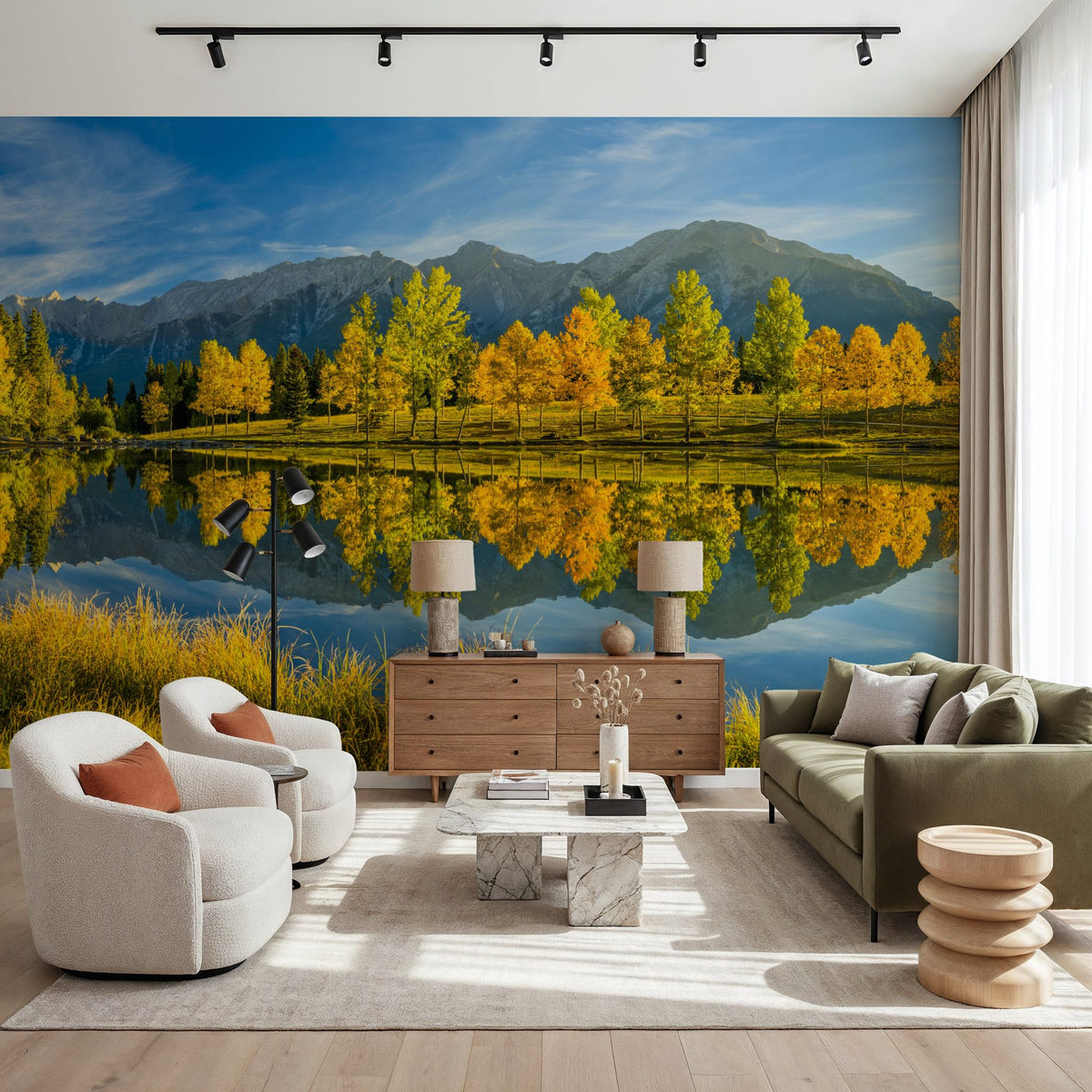 Quarry Lake Fall Mural Wallpaper - room preview 04