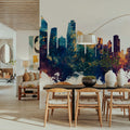 Gold Coast Australia Skyline Blue & Bronze Mural Wallpaper - room preview 04