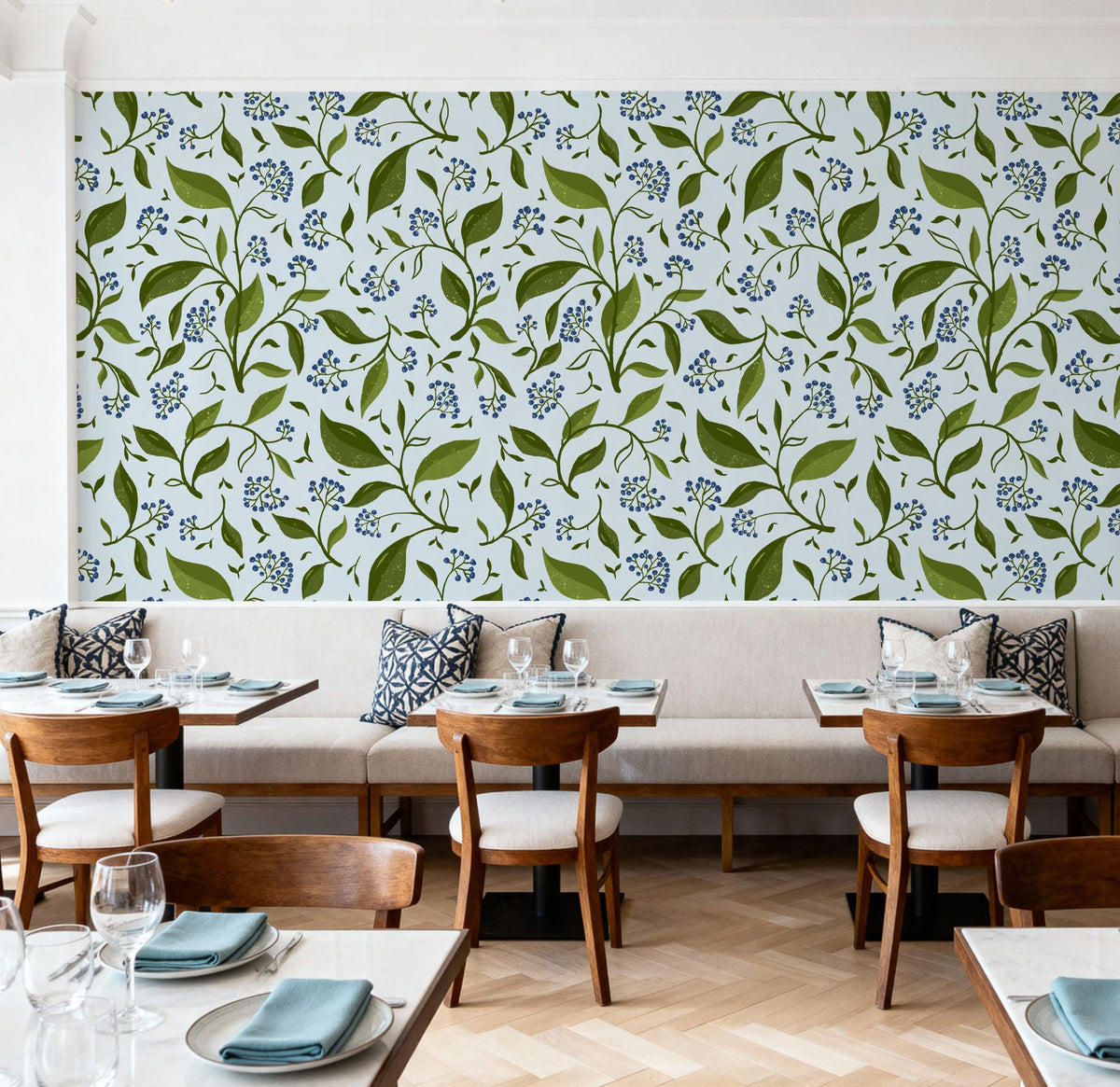 Winter Berries, Ice Blue Mural Wallpaper - room preview 04