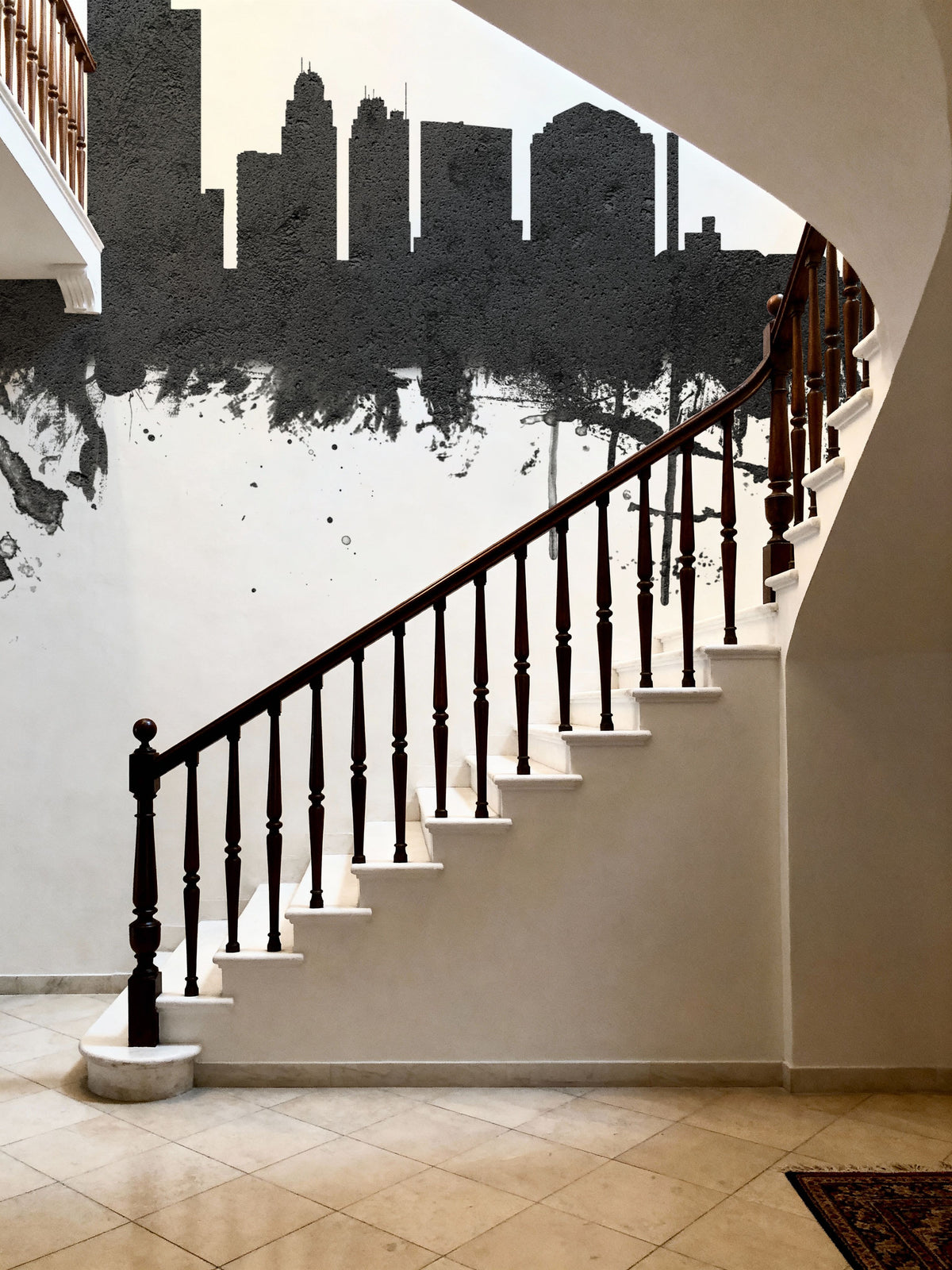 Toledo Ohio Skyline Black & White Mural Wallpaper - room preview 04