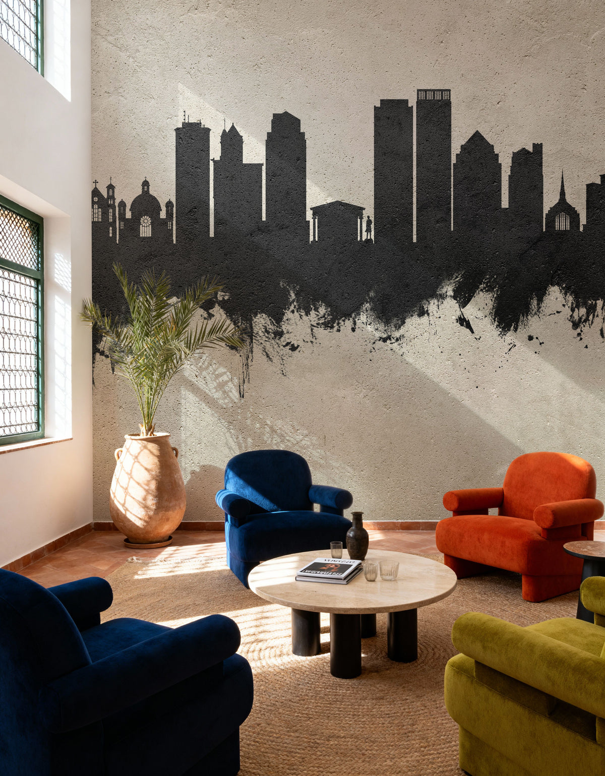 Dayton Ohio Skyline Concrete Mural Wallpaper - room preview 04