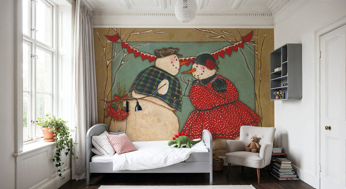 Seasonal Snowman II Mural Wallpaper - room preview 04