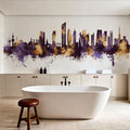 Kuwait City Skyline Purple & Gold Mural Wallpaper - room preview 04