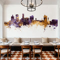 Port Elizabeth South Africa Skyline Purple & Gold Mural Wallpaper - room preview 04