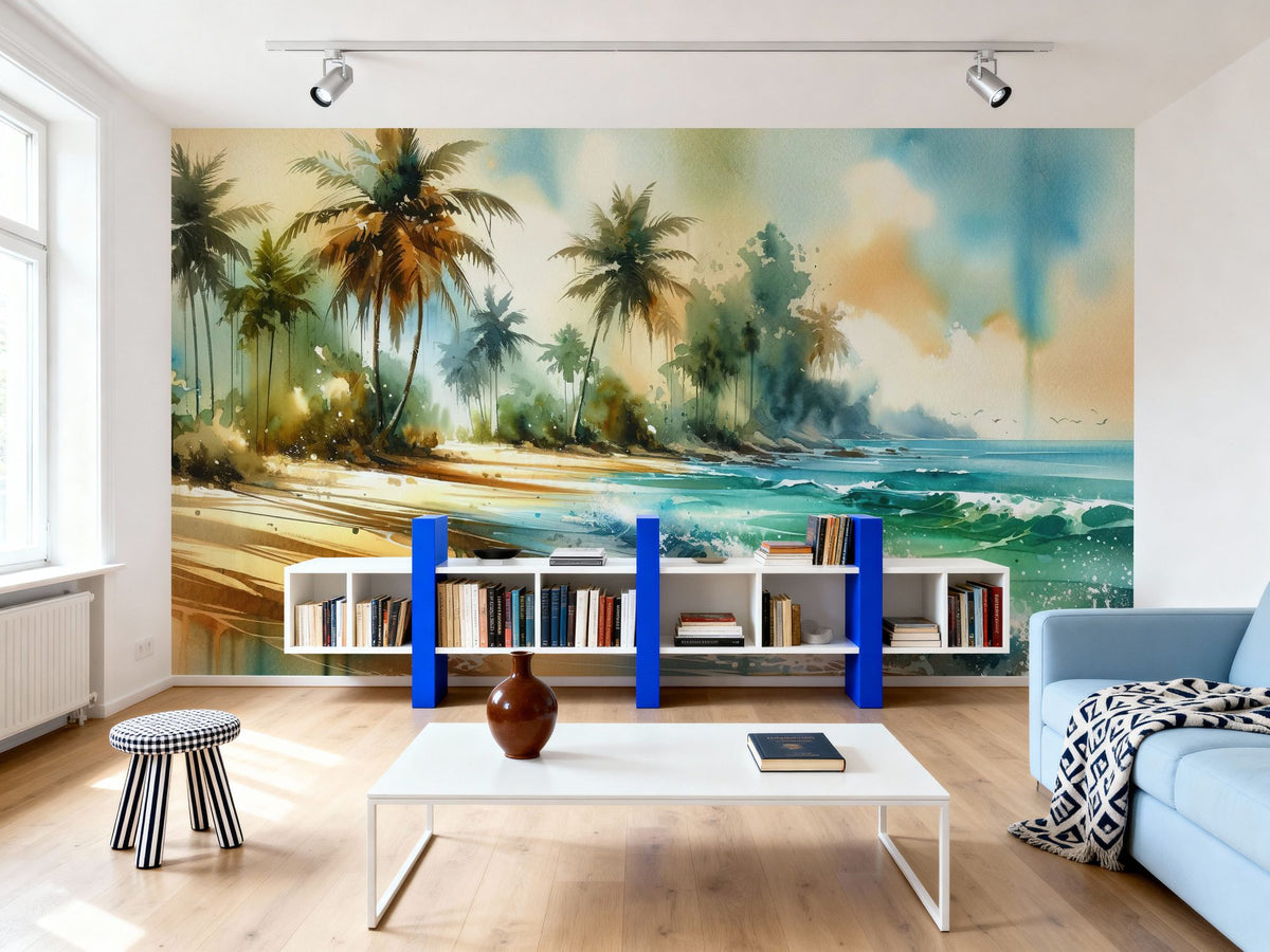 Exotic Tropical Sunny Beach Mural Wallpaper - room preview 04