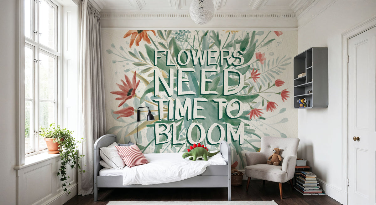 Flowers Need Time to Bloom Mural Wallpaper - room preview 04
