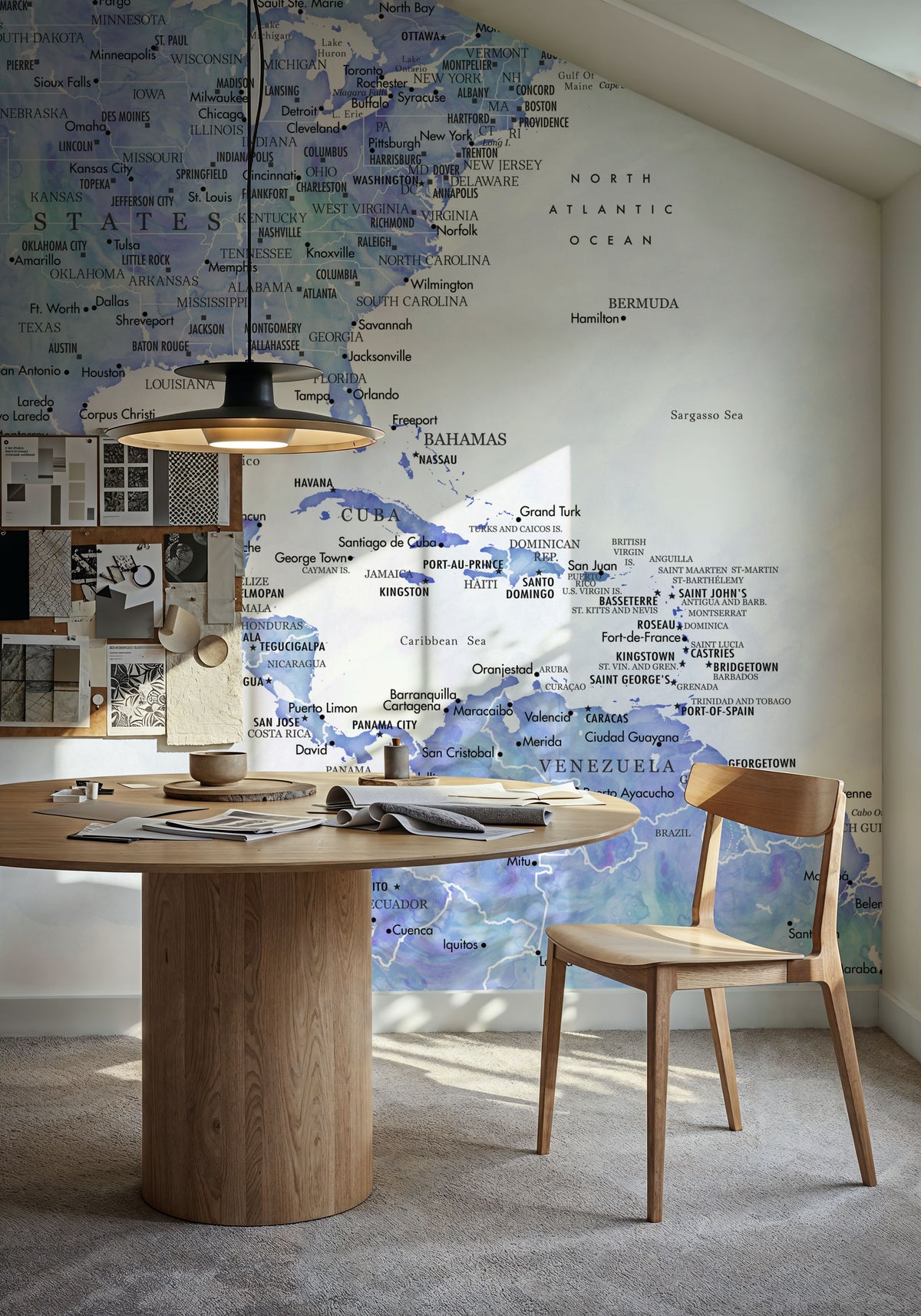 US Mexico Caribbean Map - Isidora Wash Mural Wallpaper - room preview 04