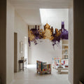 Huddersfield England Skyline Purple & Gold Mural Wallpaper - room preview 04
