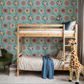 Boho Circles Blue Mural Wallpaper - room preview 04