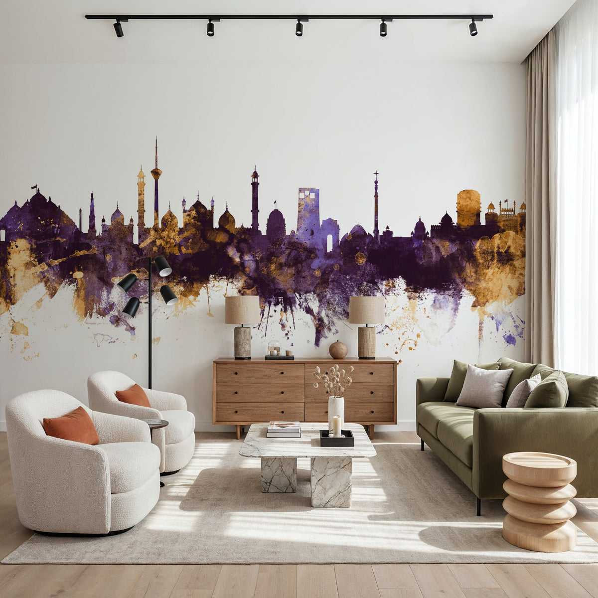 New Delhi India Skyline Mural Wallpaper - room preview 04