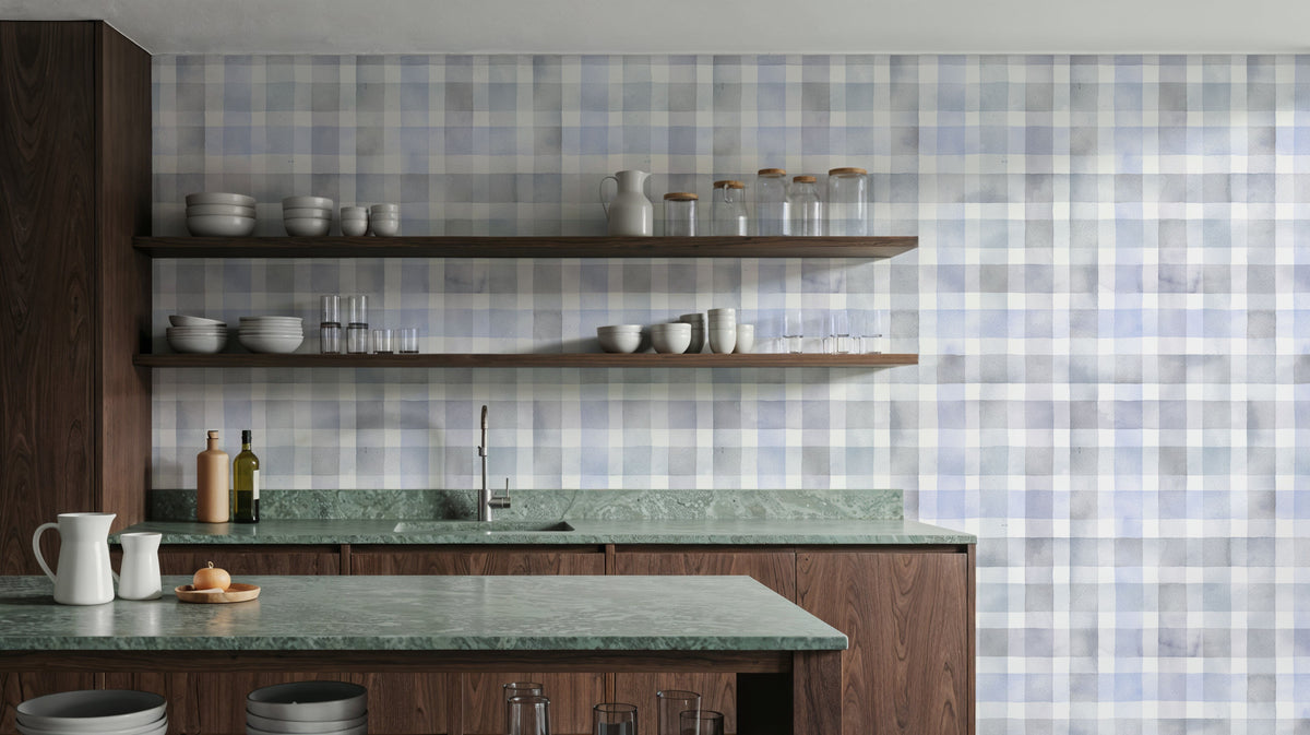 Checkered Watercolor, Stone Mural Wallpaper - room preview 04