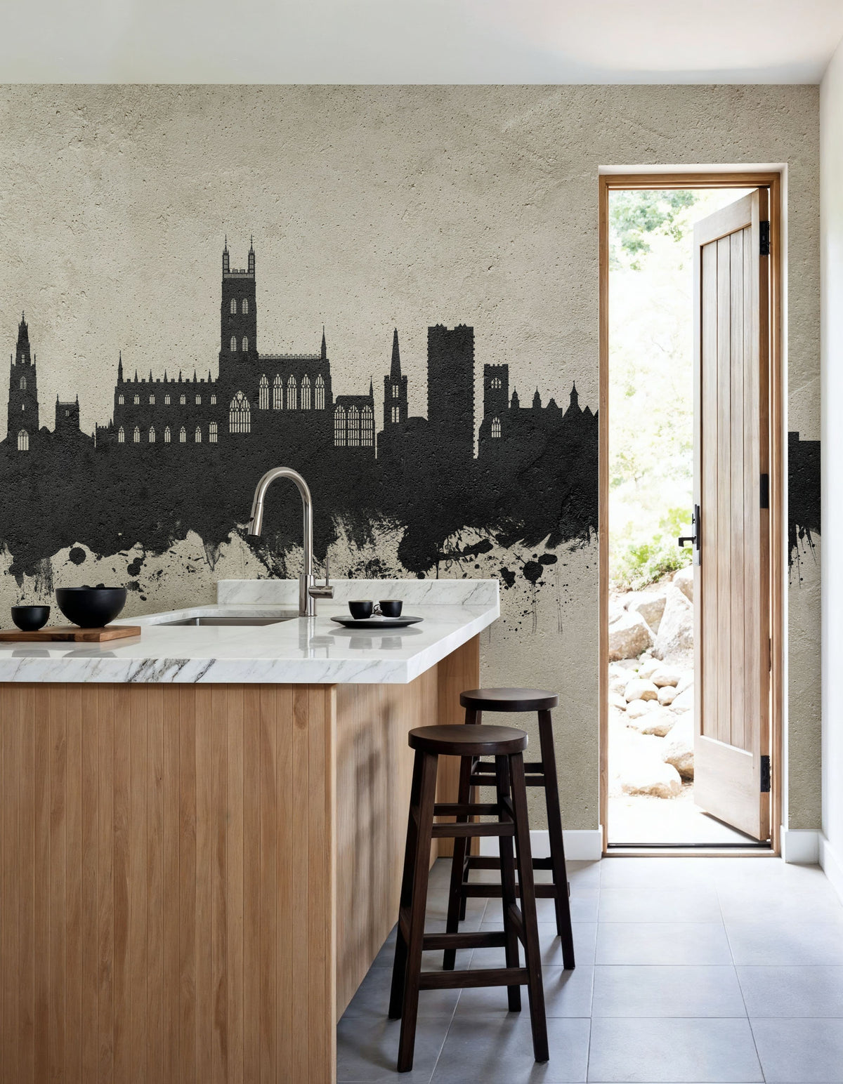 Gloucester England Skyline Concrete Mural Wallpaper - room preview 04