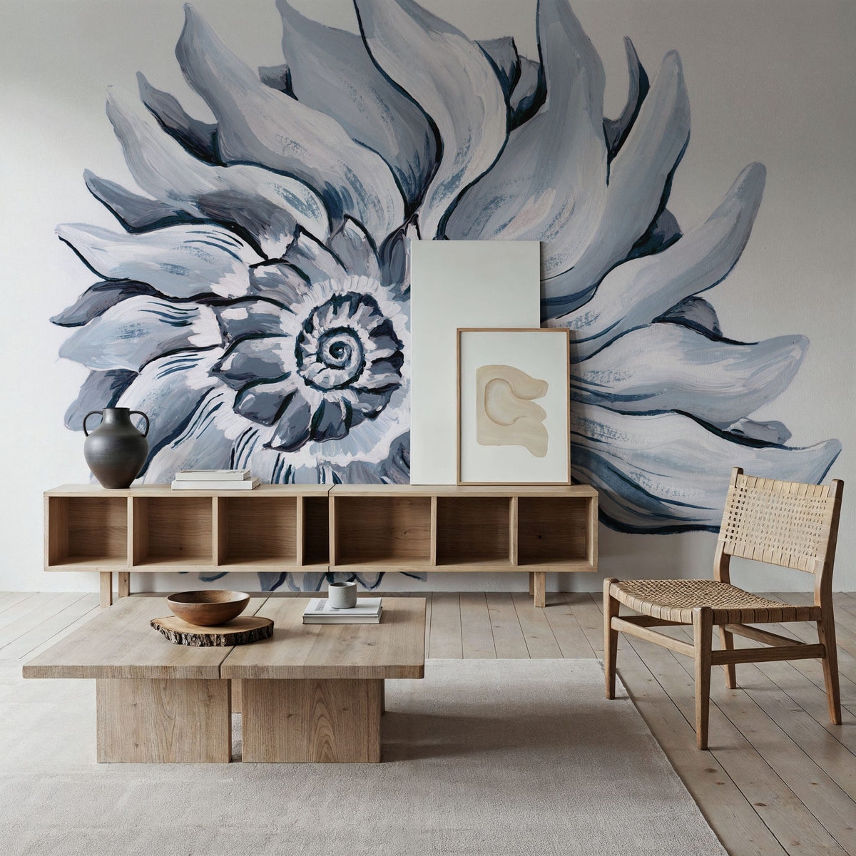 Coastal Imperial Shell Navy Mural Wallpaper - room preview 04