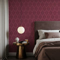 Bohemian Leaves Burgundy Mural Wallpaper - room preview 04