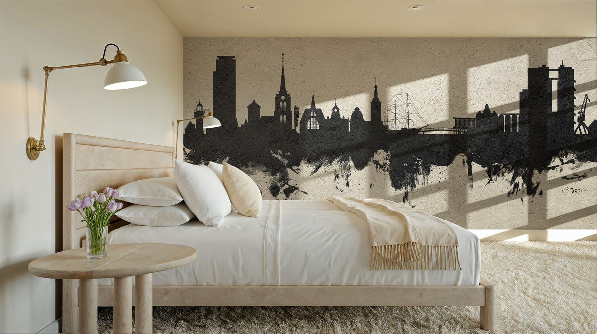 Halmstad Sweden Skyline Concrete Mural Wallpaper - room preview 04