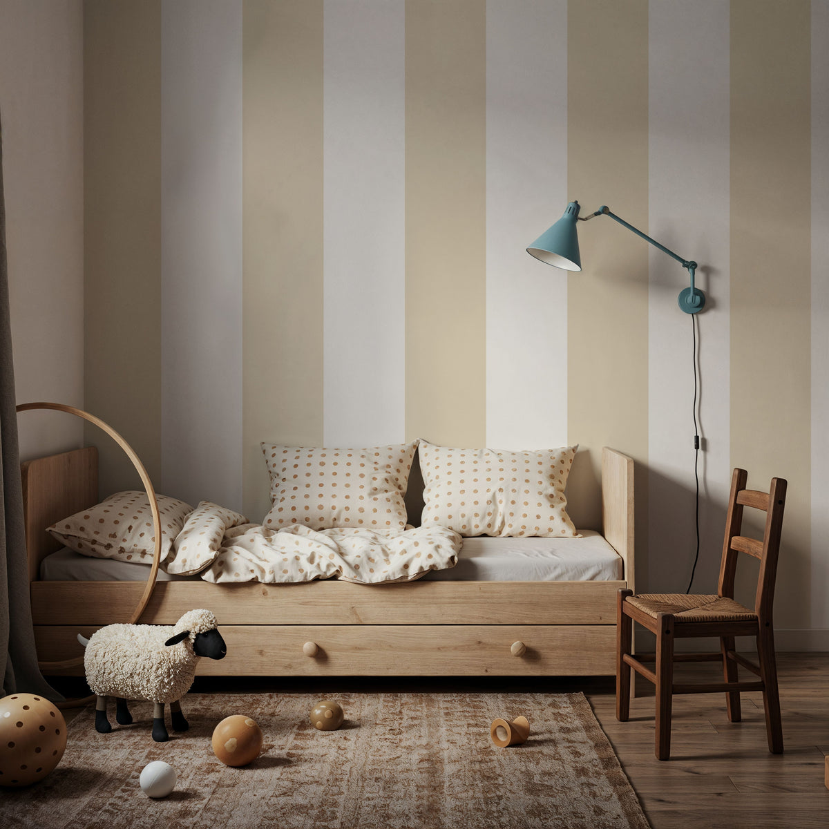 Circus Stripes, Beige Mural Wallpaper - room preview 04