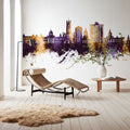 Kingston Canada Skyline Purple & Gold Mural Wallpaper - room preview 04