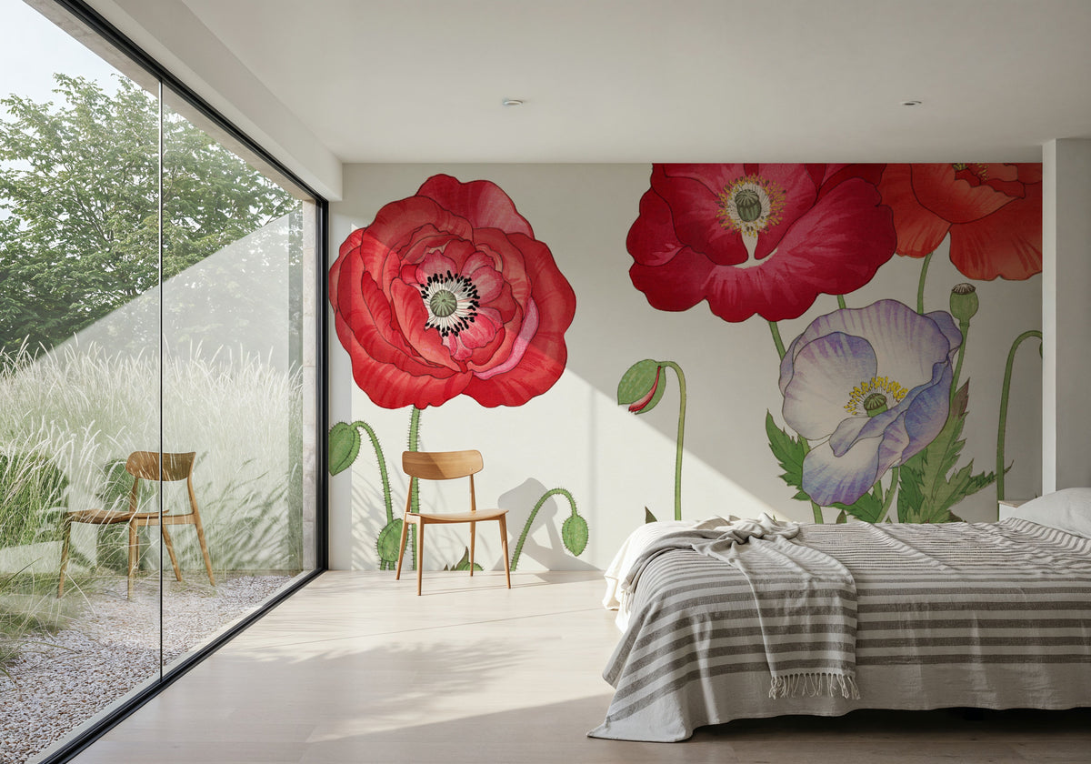 Tanigami Poppy Mural Wallpaper - room preview 04