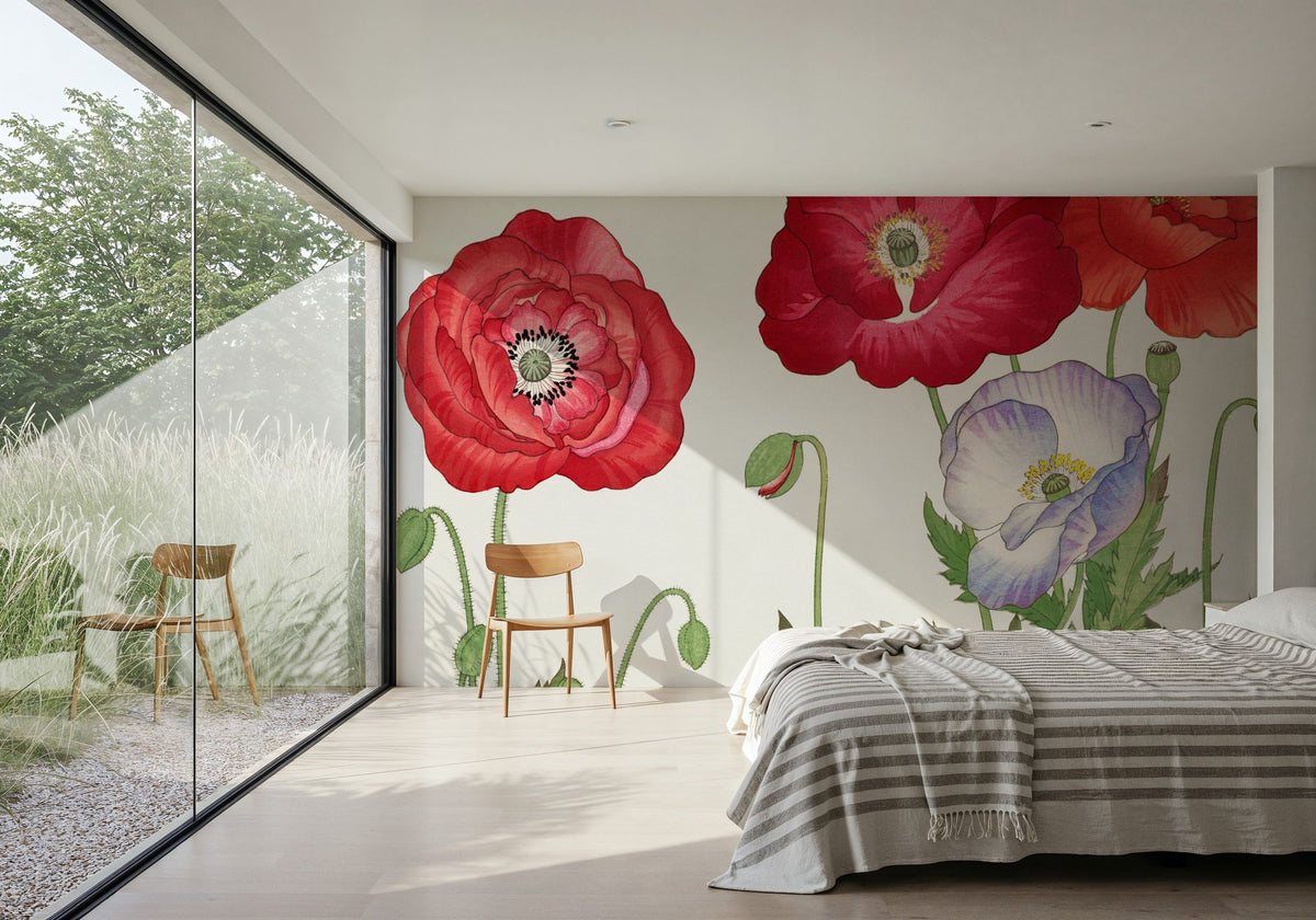 Tanigami Poppy Mural Wallpaper - room preview 04