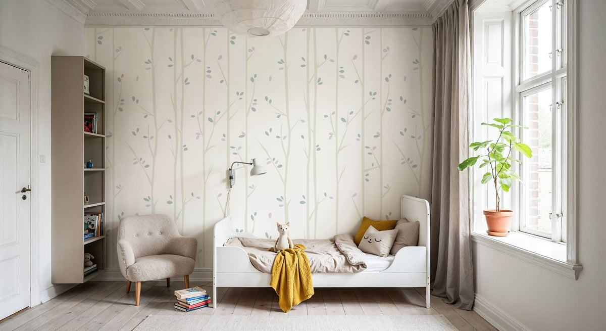 Thin Spring Trees Mural Wallpaper - room preview 04
