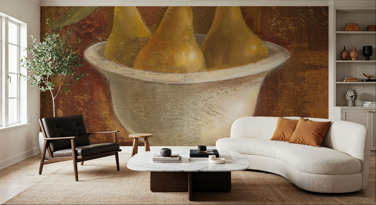 Pears in Old Bowl Mural Wallpaper - room preview 04