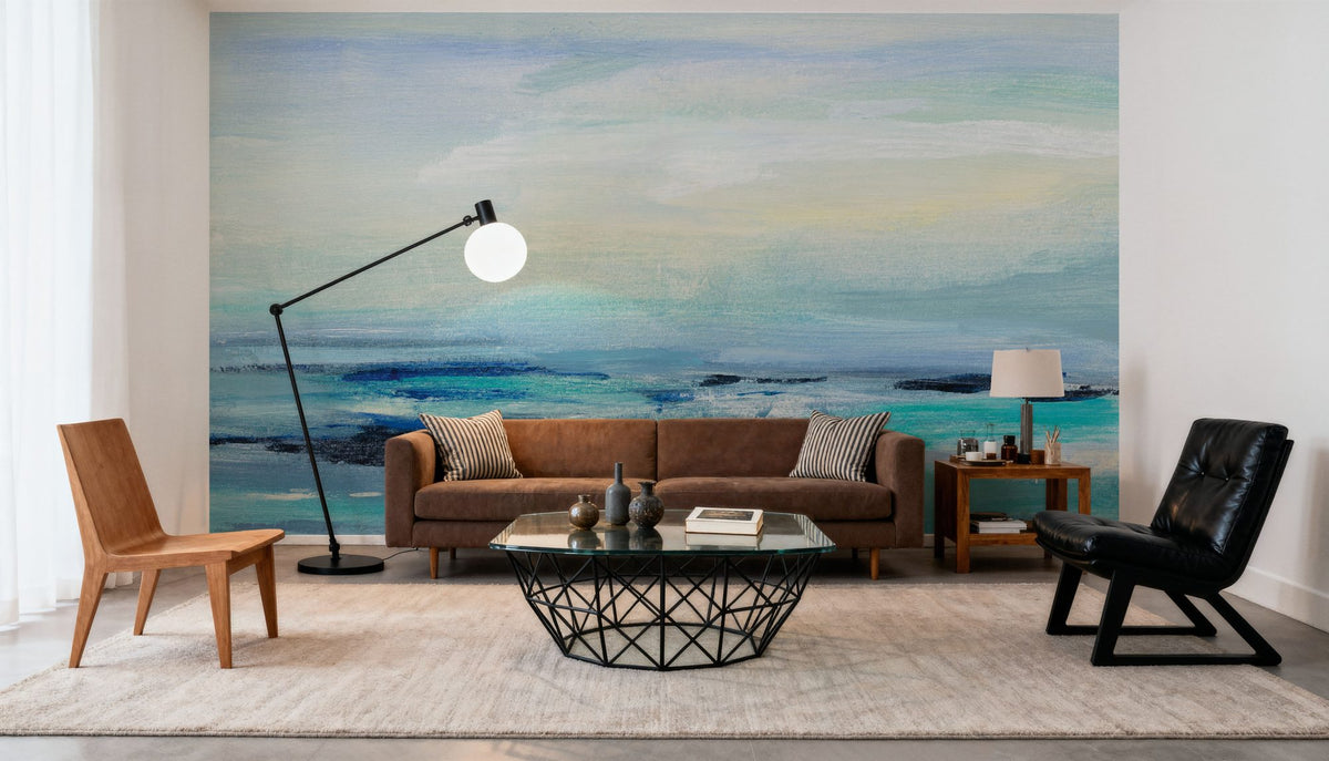 Turquoise Sea Waves II Mural Wallpaper - room preview 04