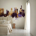 Osaka Skyline Purple & Gold Mural Wallpaper - room preview 04