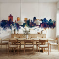 Salt Lake City Utah Skyline Blue & Bronze Mural Wallpaper - room preview 04