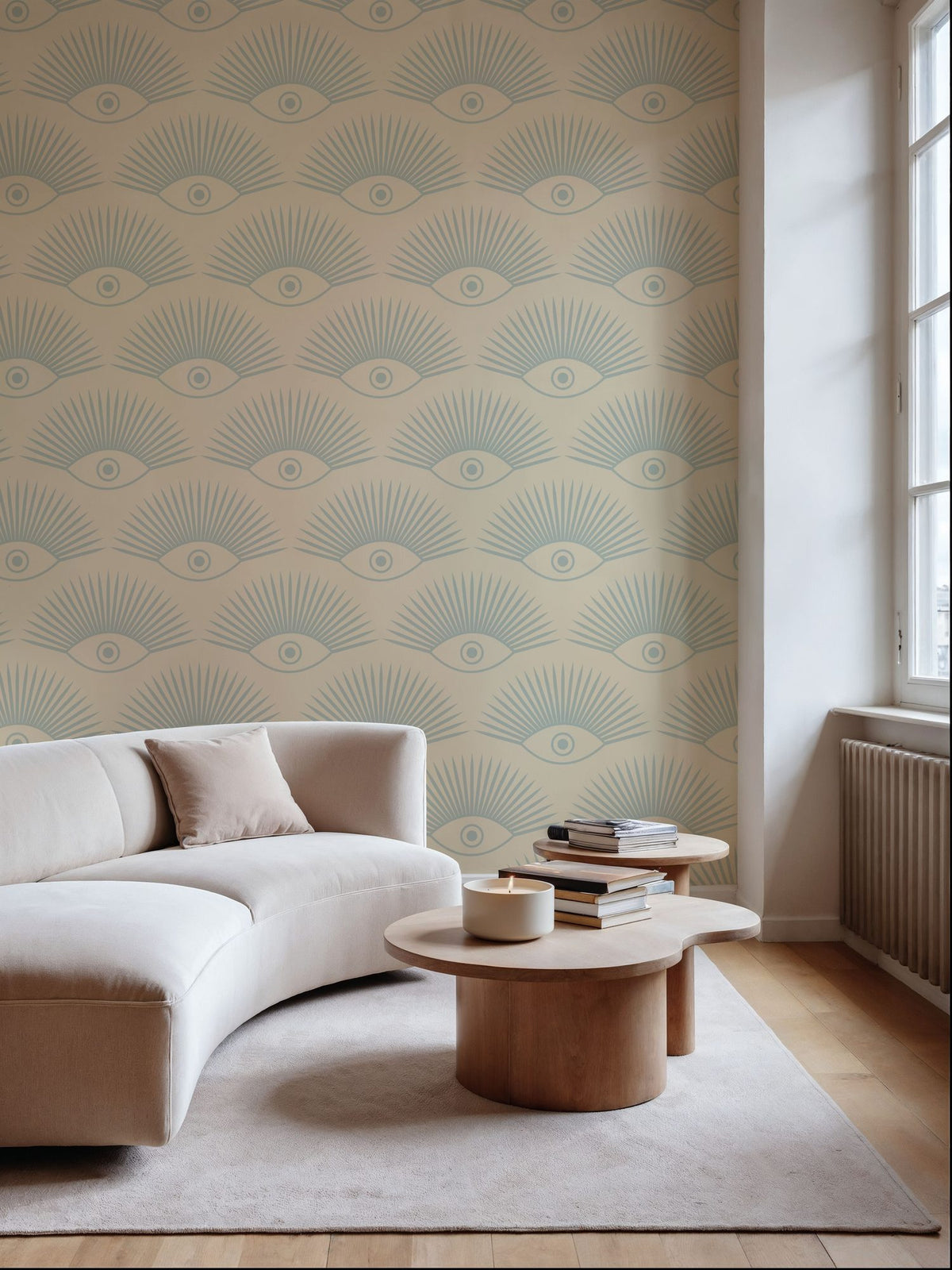 Art Deco Eye, Sky Blue Mural Wallpaper - room preview 04