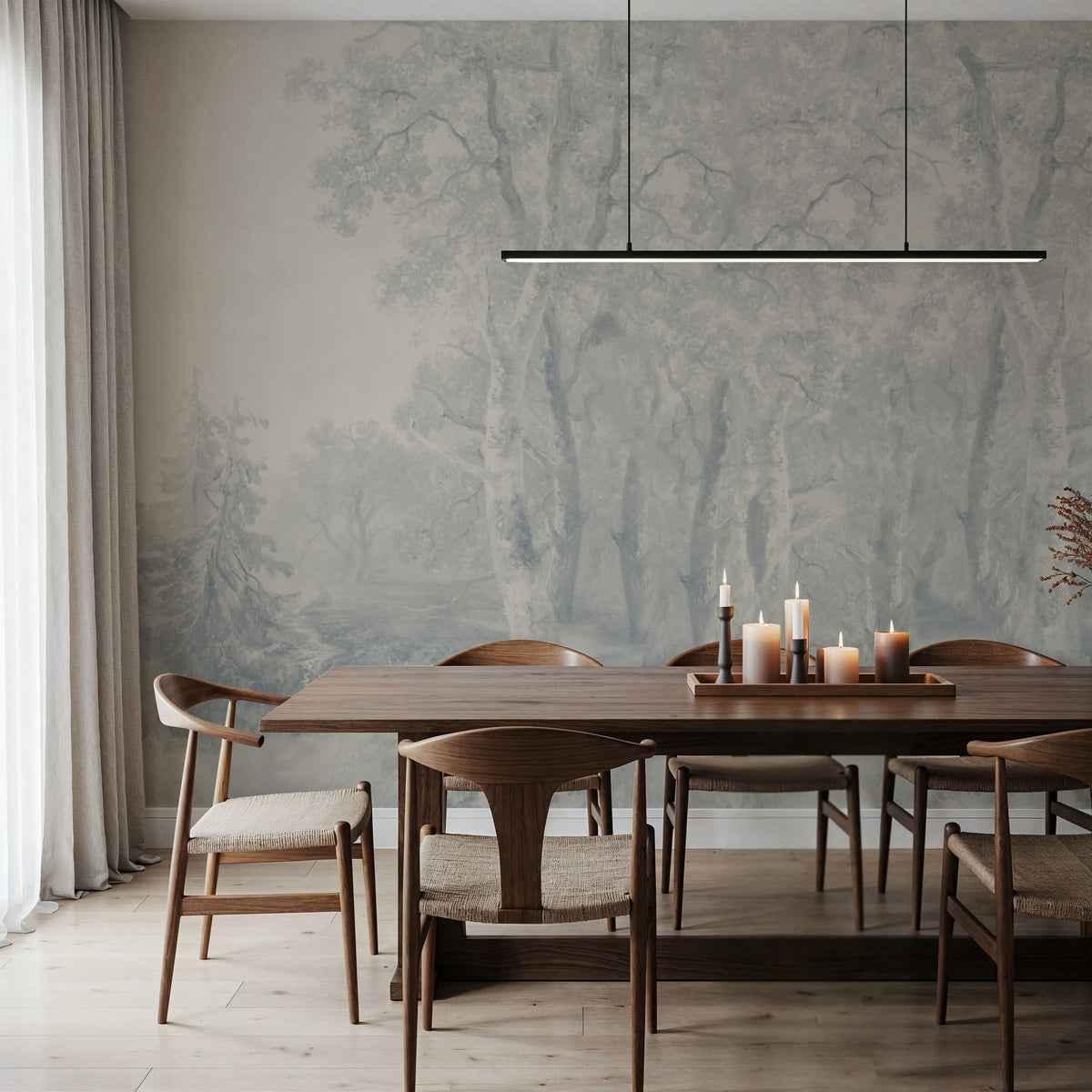 Forest Immersion Pale Blue Mural Wallpaper - room preview 04