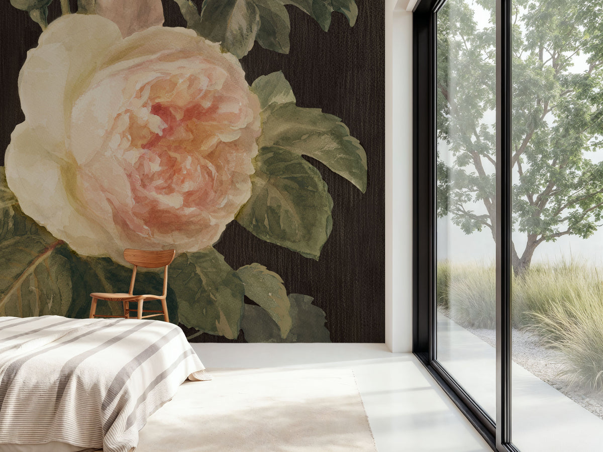 Heirloom Pink Rose Mural Wallpaper - room preview 04