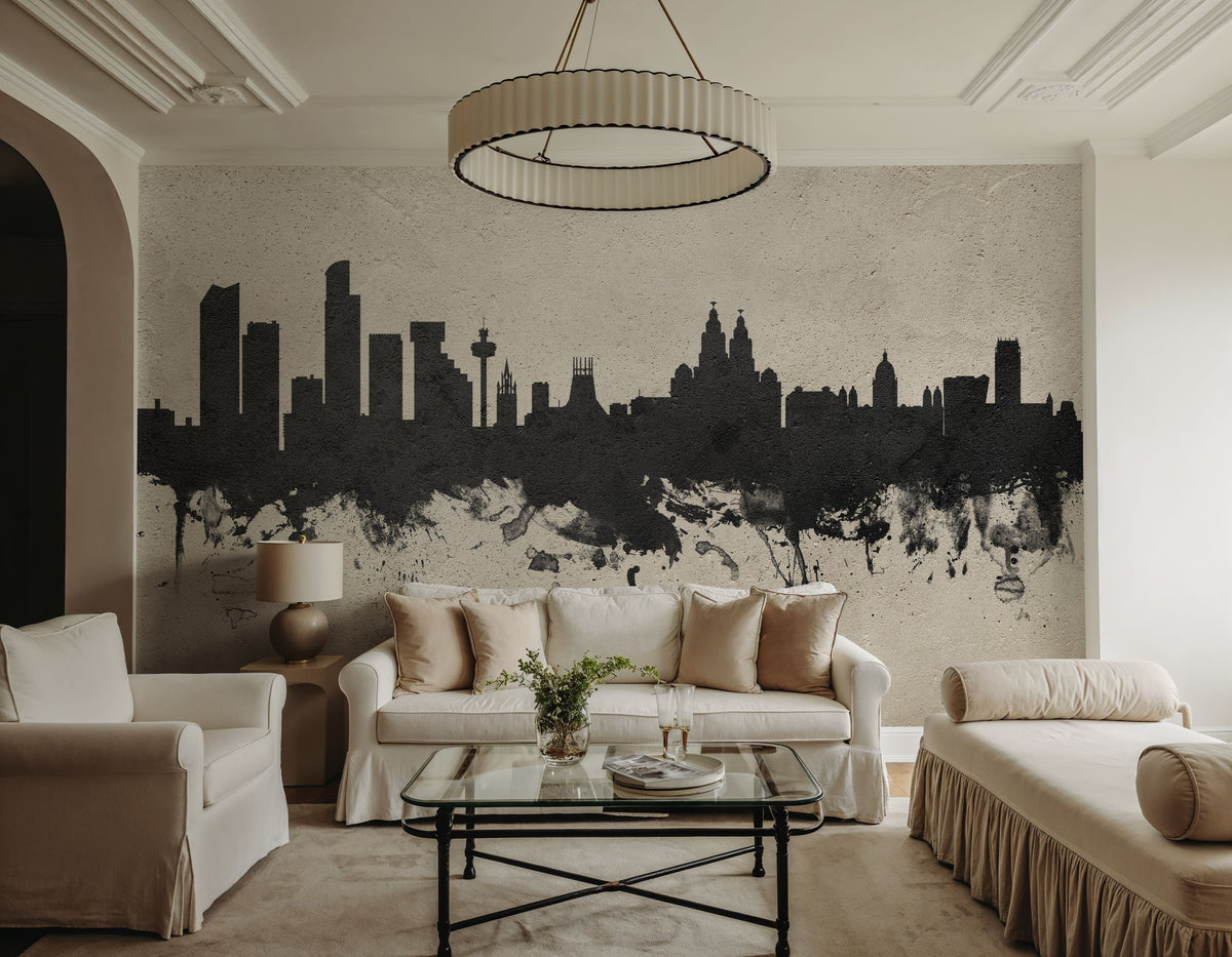 Liverpool England Skyline Concrete Mural Wallpaper - room preview 04